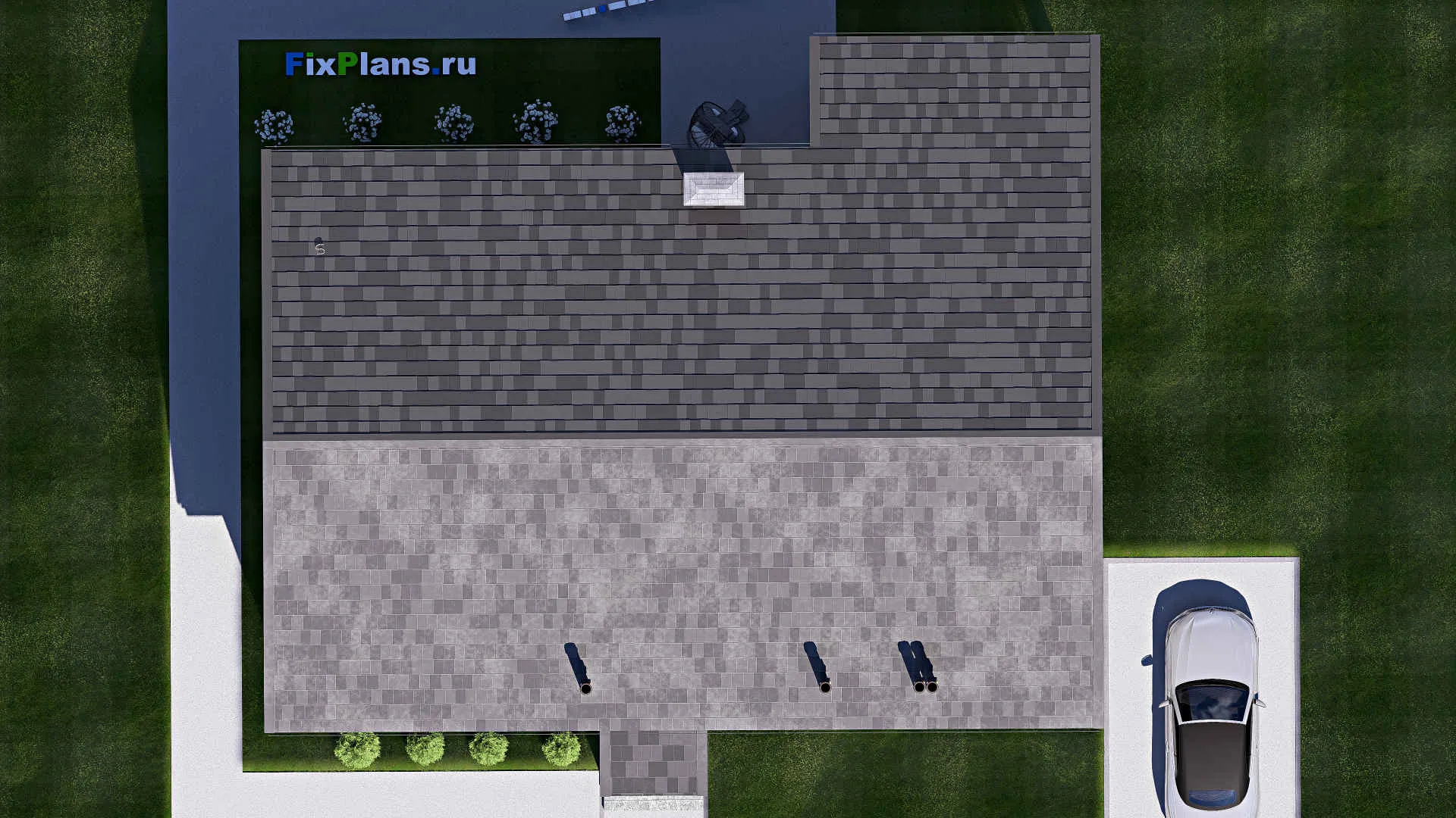 F-19376 - Проект дома с мансардой 16 на 17, площадью 260 м² с террасой и 1 спальнями