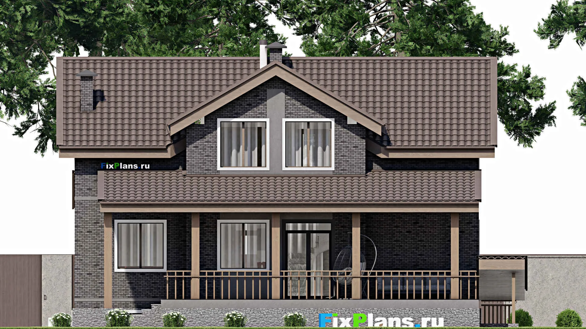 F-10322 - Проект дома с мансардой 13 на 14, площадью 270 м² с цокольным этажом и 4 спальнями