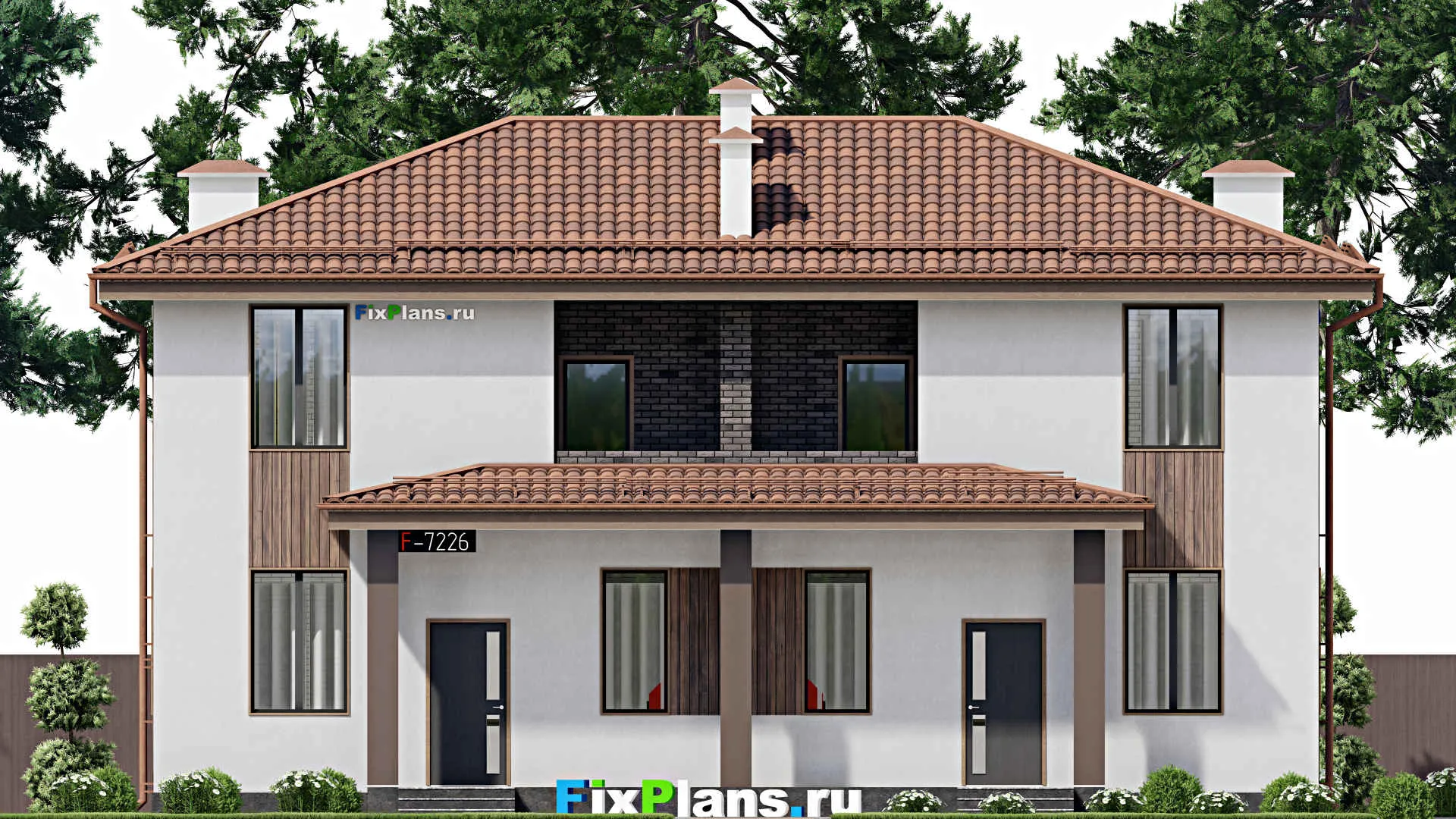 F-7226 - Проект двухэтажного дома 11 на 16, площадью 220 м² с балконом и 10 спальнями