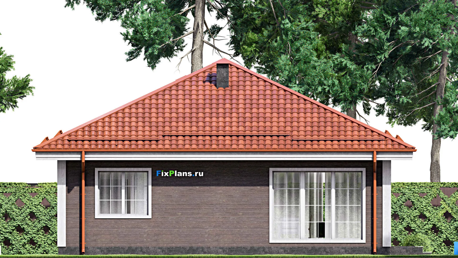 F-15335 - Проект бани 11 на 12, площадью 100 м² с комнатой отдыха и санузлом