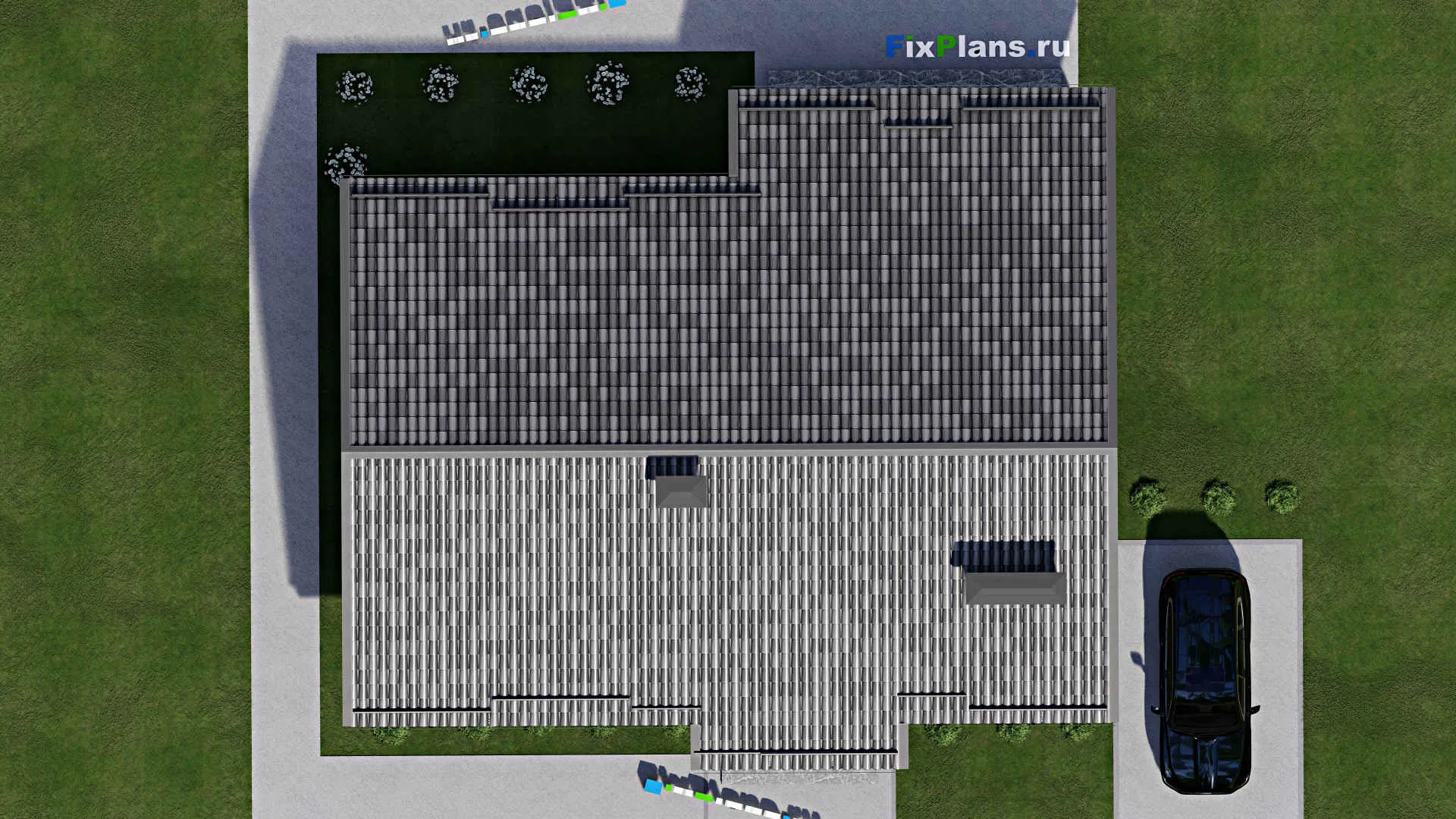 F-7217 - Проект одноэтажного дома 11 на 16, площадью 160 м² с террасой и 3 спальнями