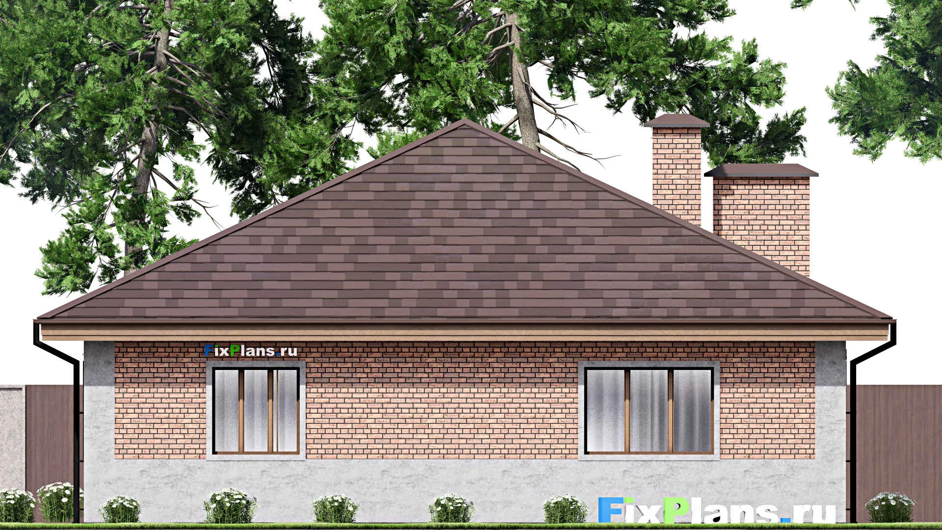 F-14129 - Проект одноэтажного дома 13 на 14, площадью 140 м² с террасой и 3 спальнями