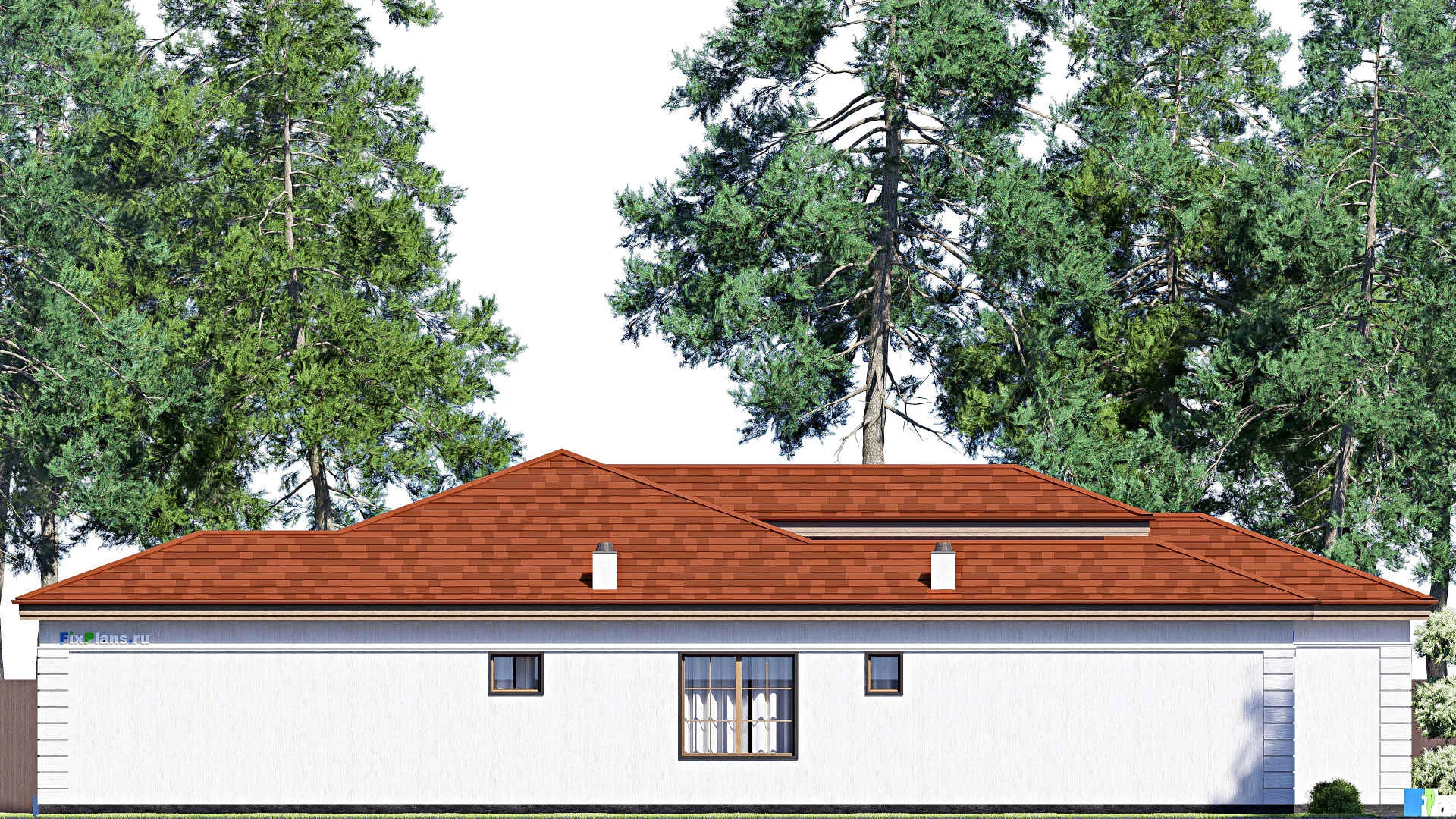 F-17270 - Проект одноэтажного дома 15 на 24, площадью 240 м² с террасой, гаражом на 2 машины и 4 спальнями