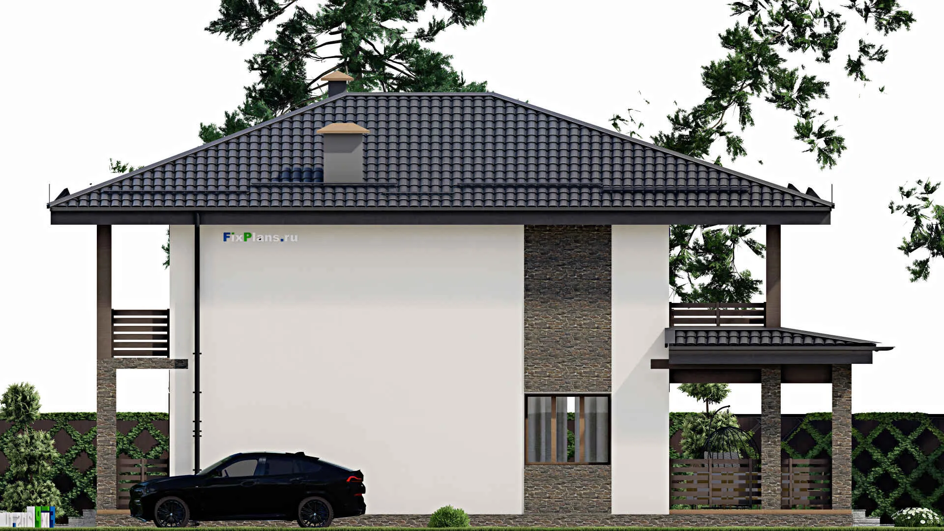 F-5993 - Проект двухэтажного дома 9 на 11, площадью 200 м² с террасой, балконом и 3 спальнями