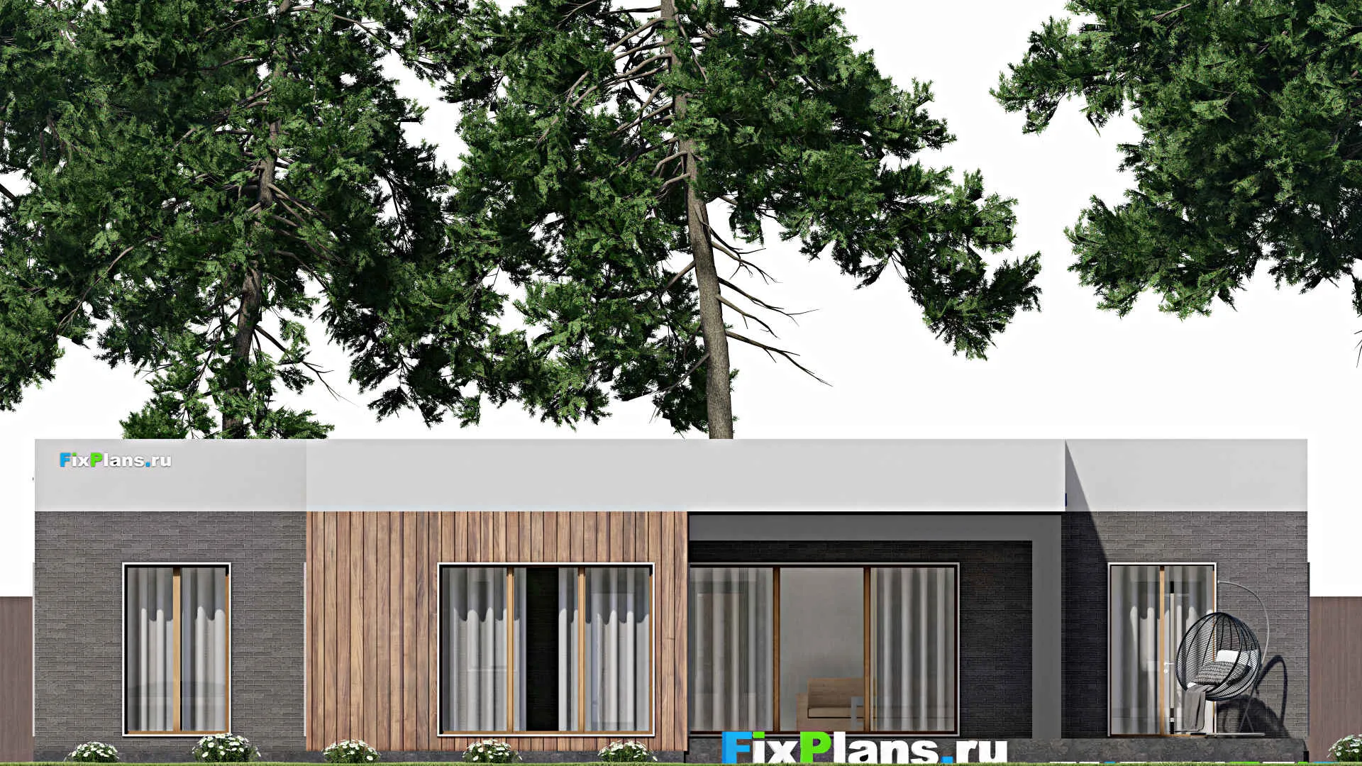 F-8927 - Проект одноэтажного дома 17 на 18, площадью 220 м² с террасой и 3 спальнями