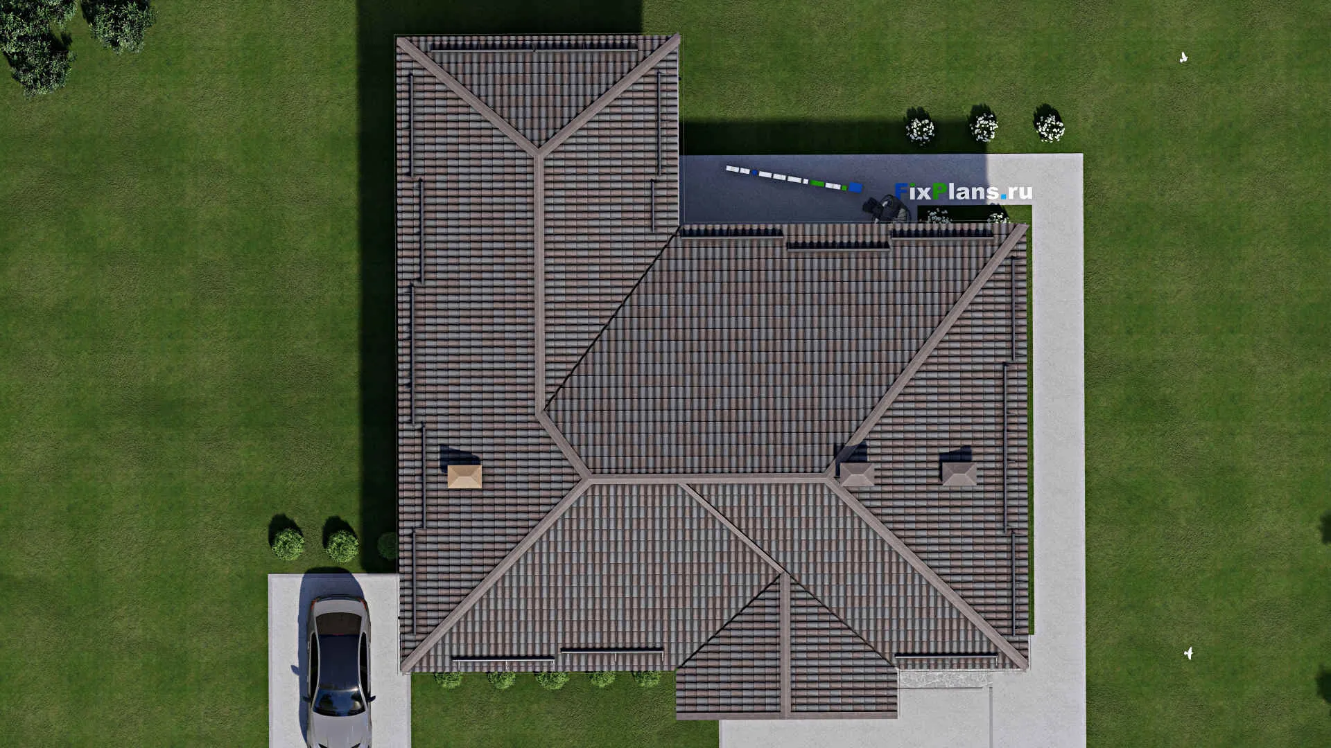 F-6866 - Проект одноэтажного дома 17 на 19, площадью 180 м² с 3 спальнями