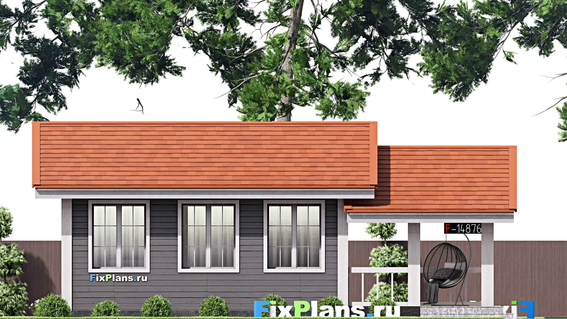 F-14876 - Проект бани 8 на 12, площадью 70 м² с терассой и санузлом