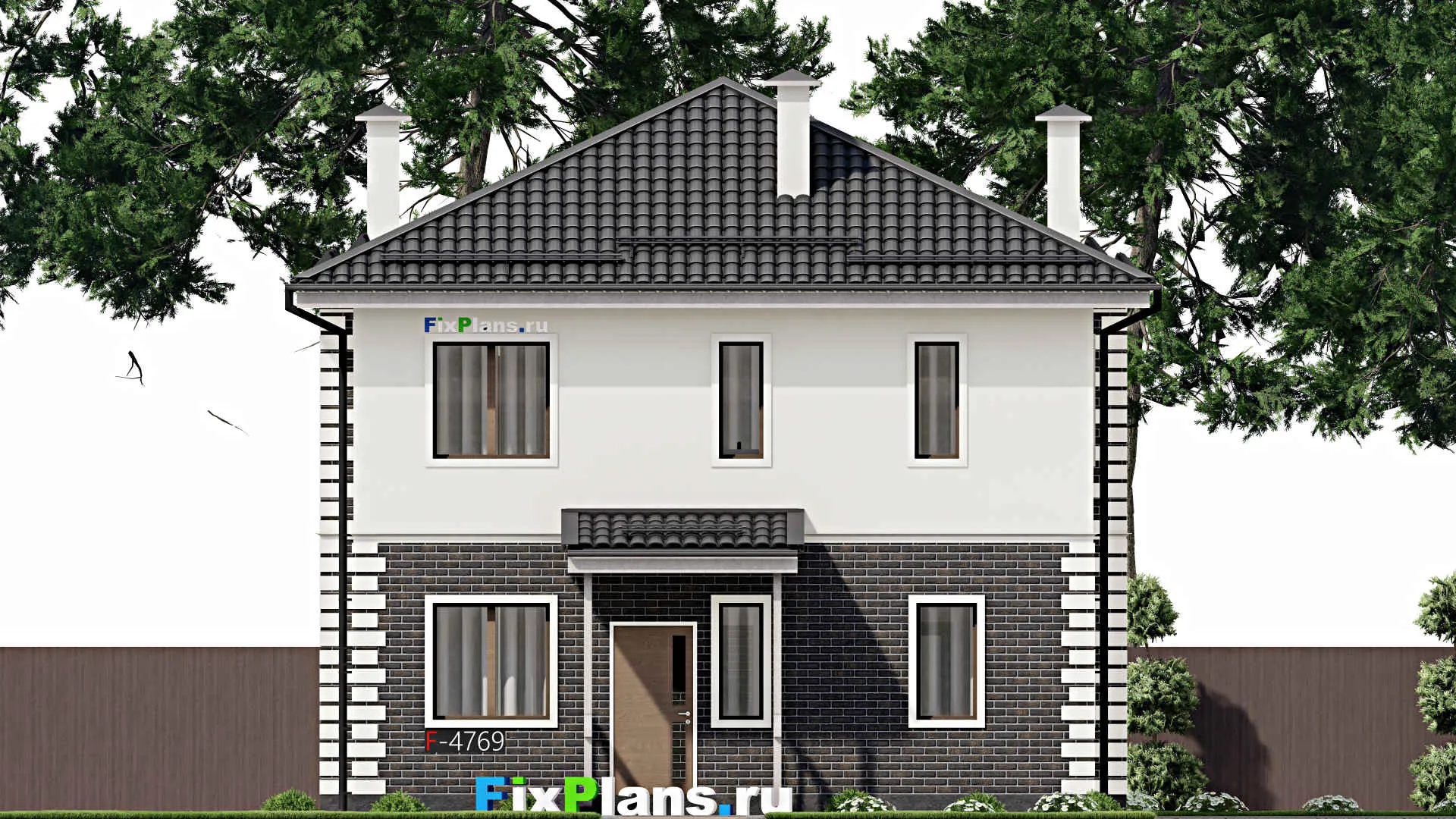 F-4769 - Проект двухэтажного дома 10 на 11, площадью 160 м² с террасой и 4 спальнями
