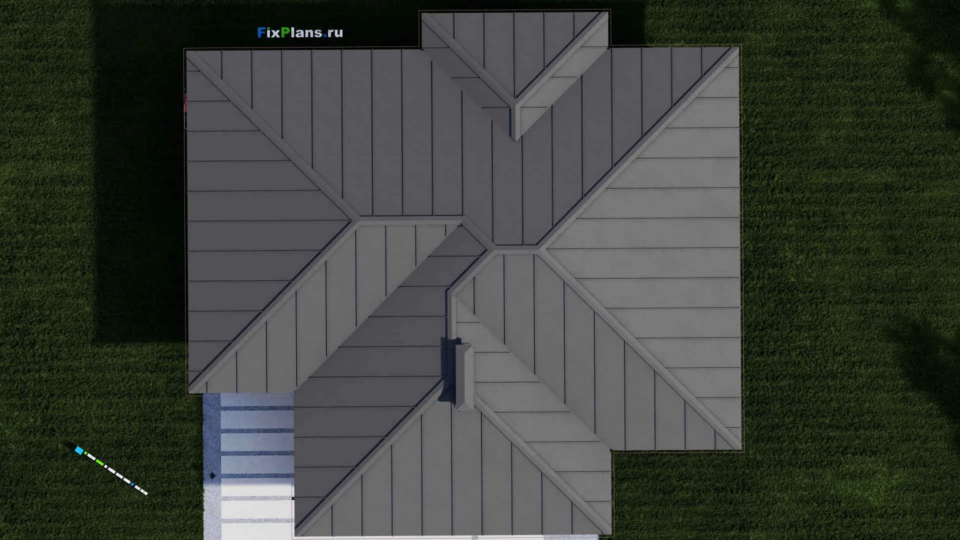 F-0053 - Проект одноэтажного дома 16 на 17, площадью 180 м² с террасой и 5 спальнями