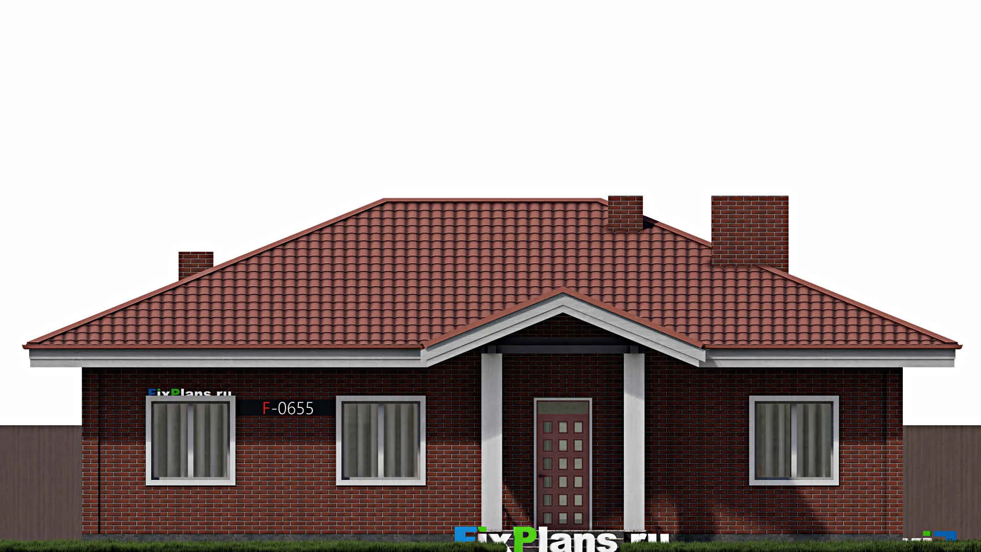 F-0665 - Проект одноэтажного дома 11 на 15, площадью 290 м² с террасой и 8 спальнями