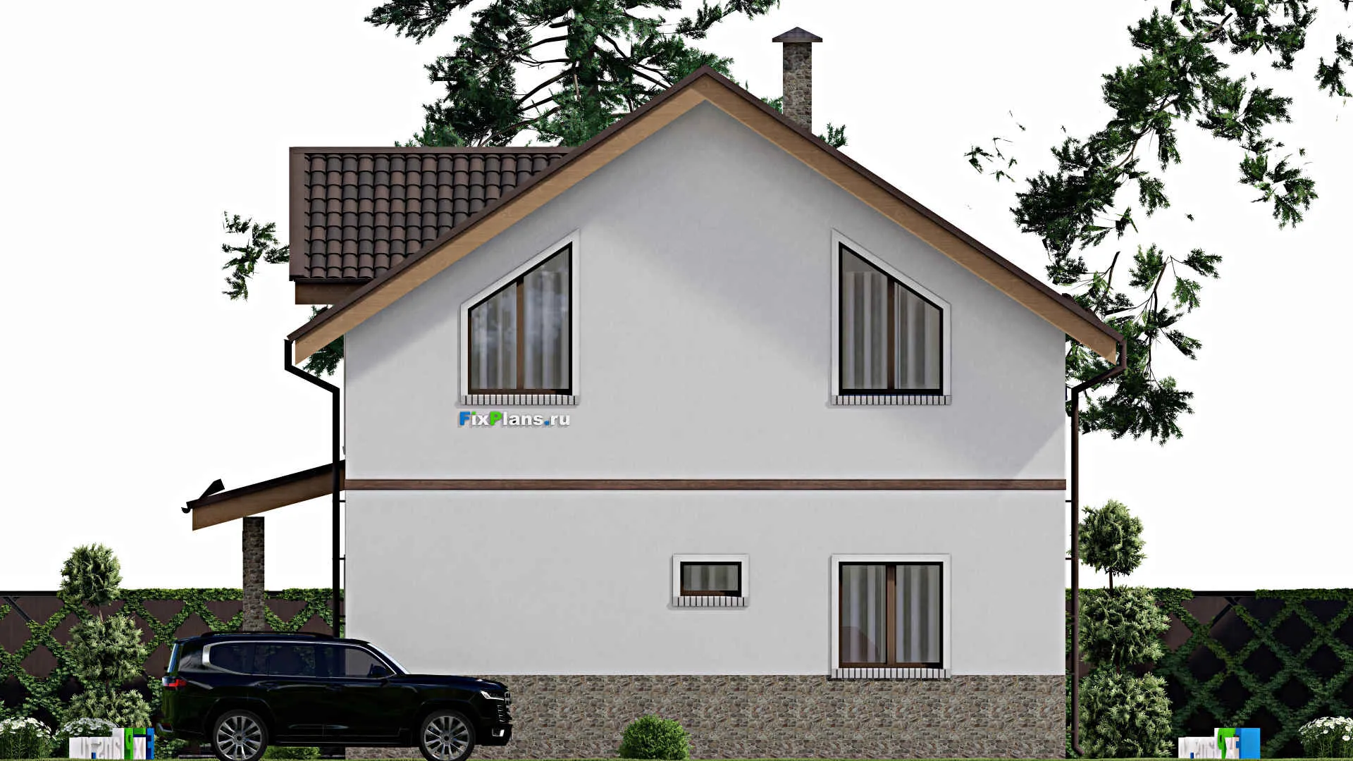 F-11312 - Проект дома с мансардой 12 на 13, площадью 180 м² с 5 спальнями