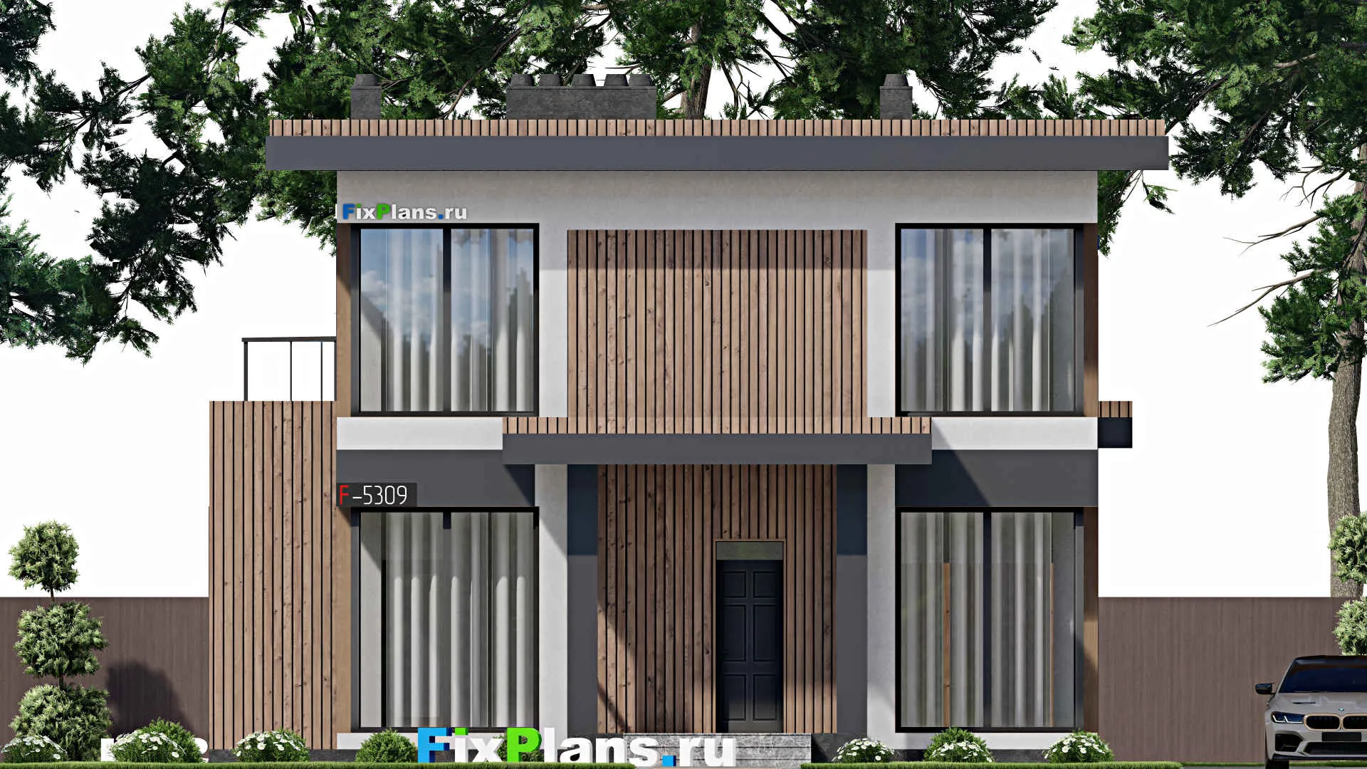 F-5309 - Проект двухэтажного дома 11 на 17, площадью 250 м² с террасой, балконом и 4 спальнями