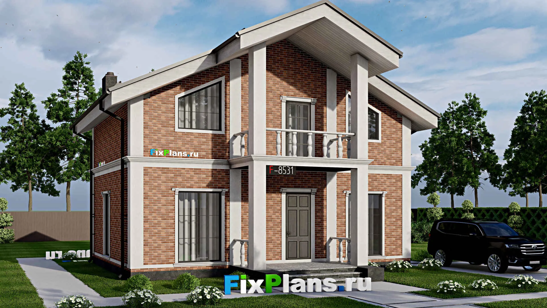 F-8531 - Проект дома с мансардой 10 на 11, площадью 120 м² с балконом и 3 спальнями