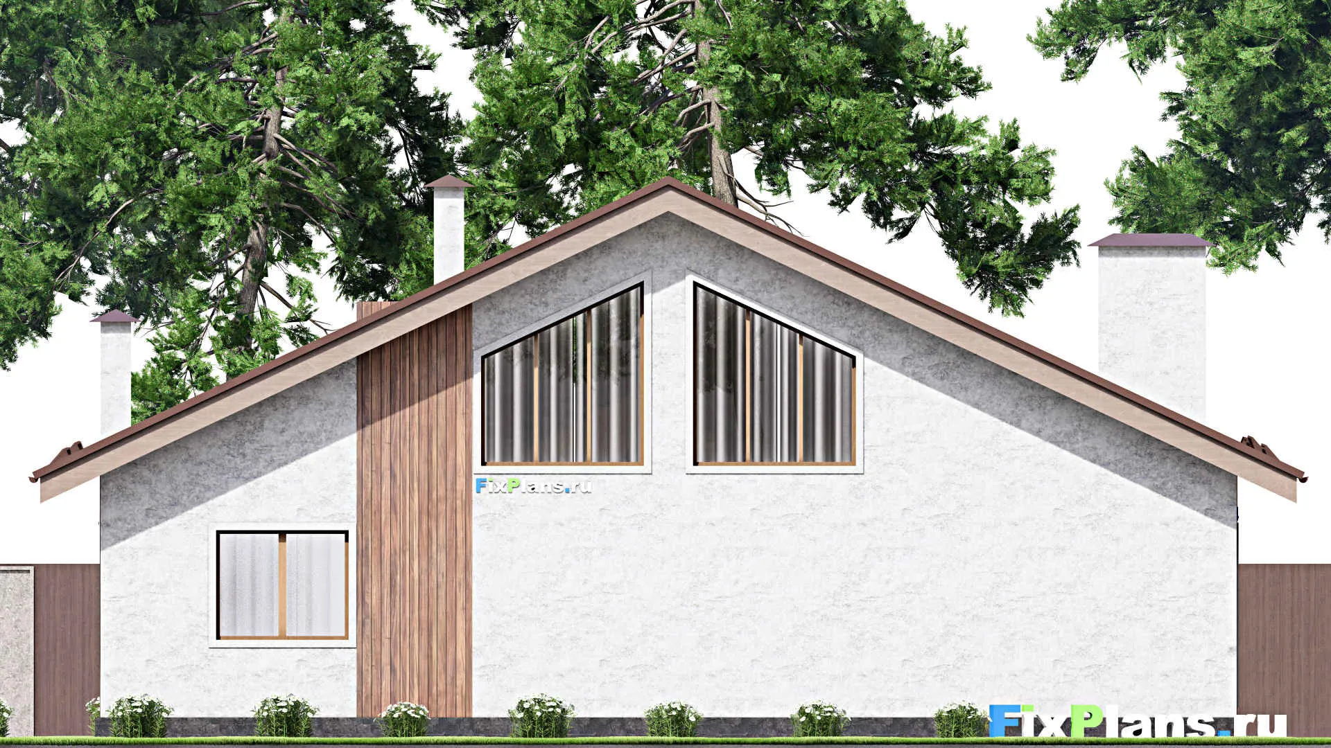 F-13373 - Проект одноэтажного дома 14 на 16, площадью 170 м² с террасой и 3 спальнями