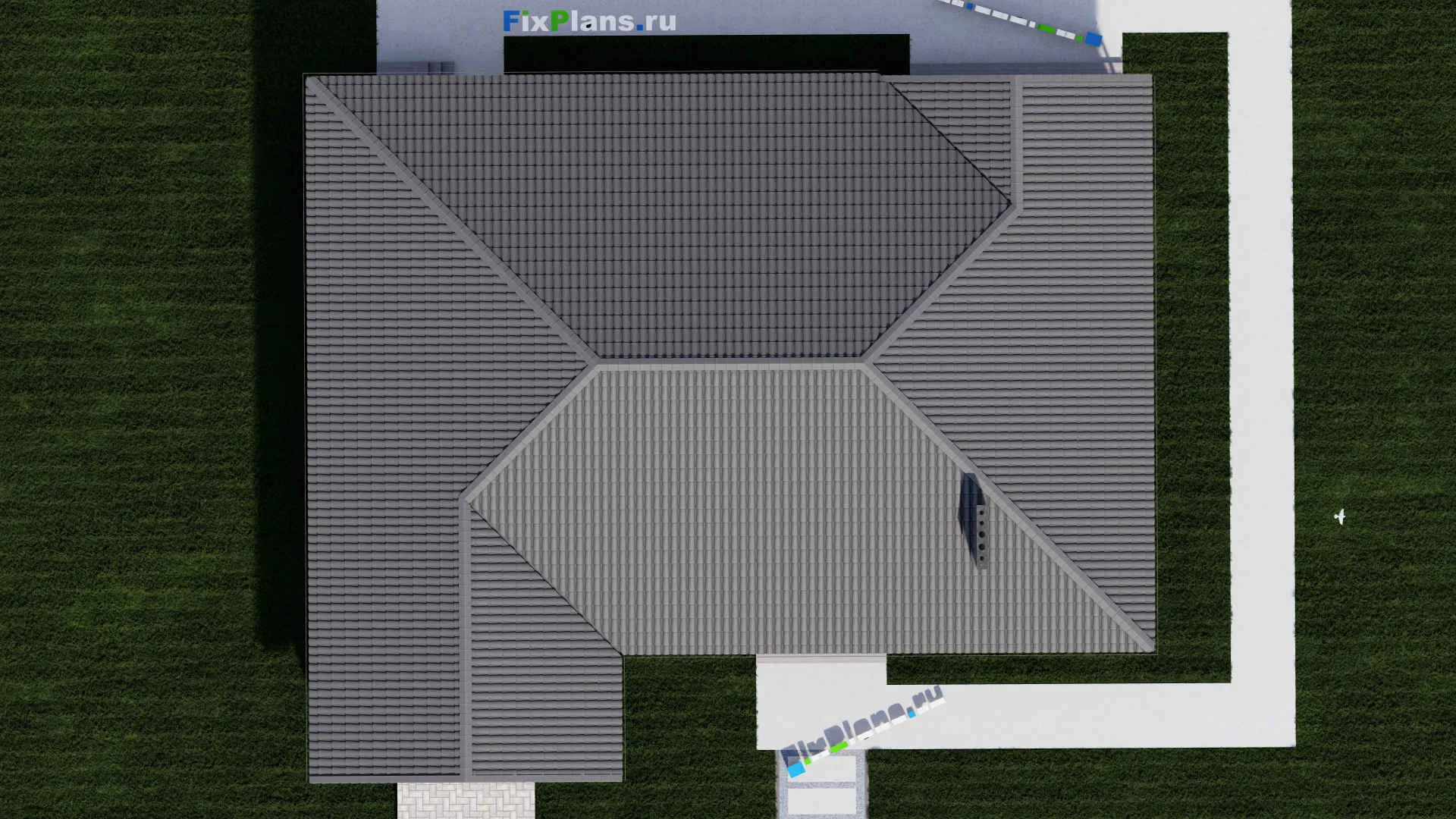 F-0242 - Проект одноэтажного дома 16 на 19, площадью 200 м² с террасой, гаражом на 2 машины и 3 спальнями