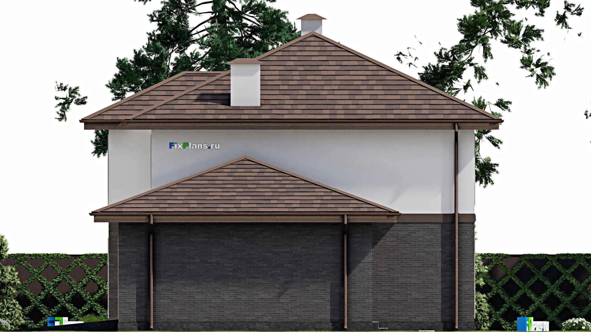 F-11789 - Проект двухэтажного дома 12 на 16, площадью 190 м² с гаражом на 1 машину и 4 спальнями