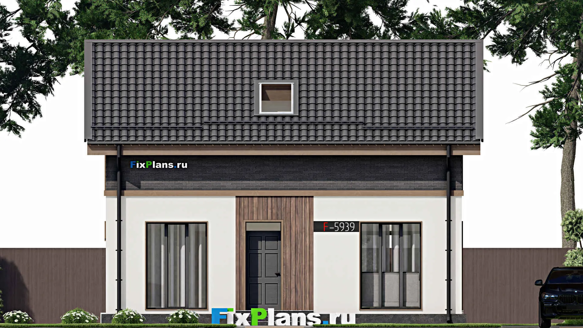 F-5939 - Проект дома с мансардой 9 на 10, площадью 140 м² с террасой и 4 спальнями