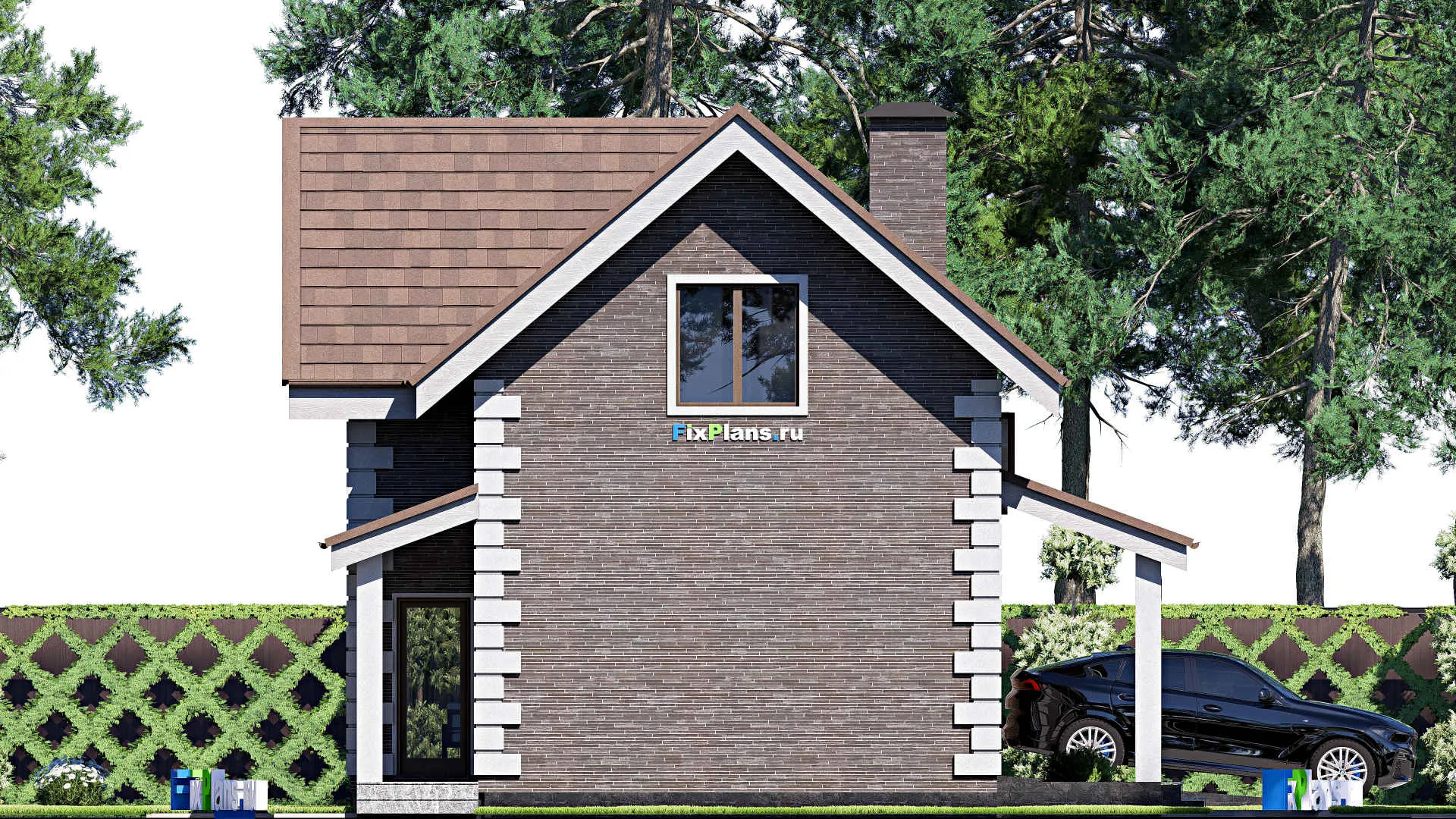 F-18845 - Проект одноэтажного дома 10 на 16, площадью 140 м² с террасой, гаражом на 1 машину и 2 спальнями