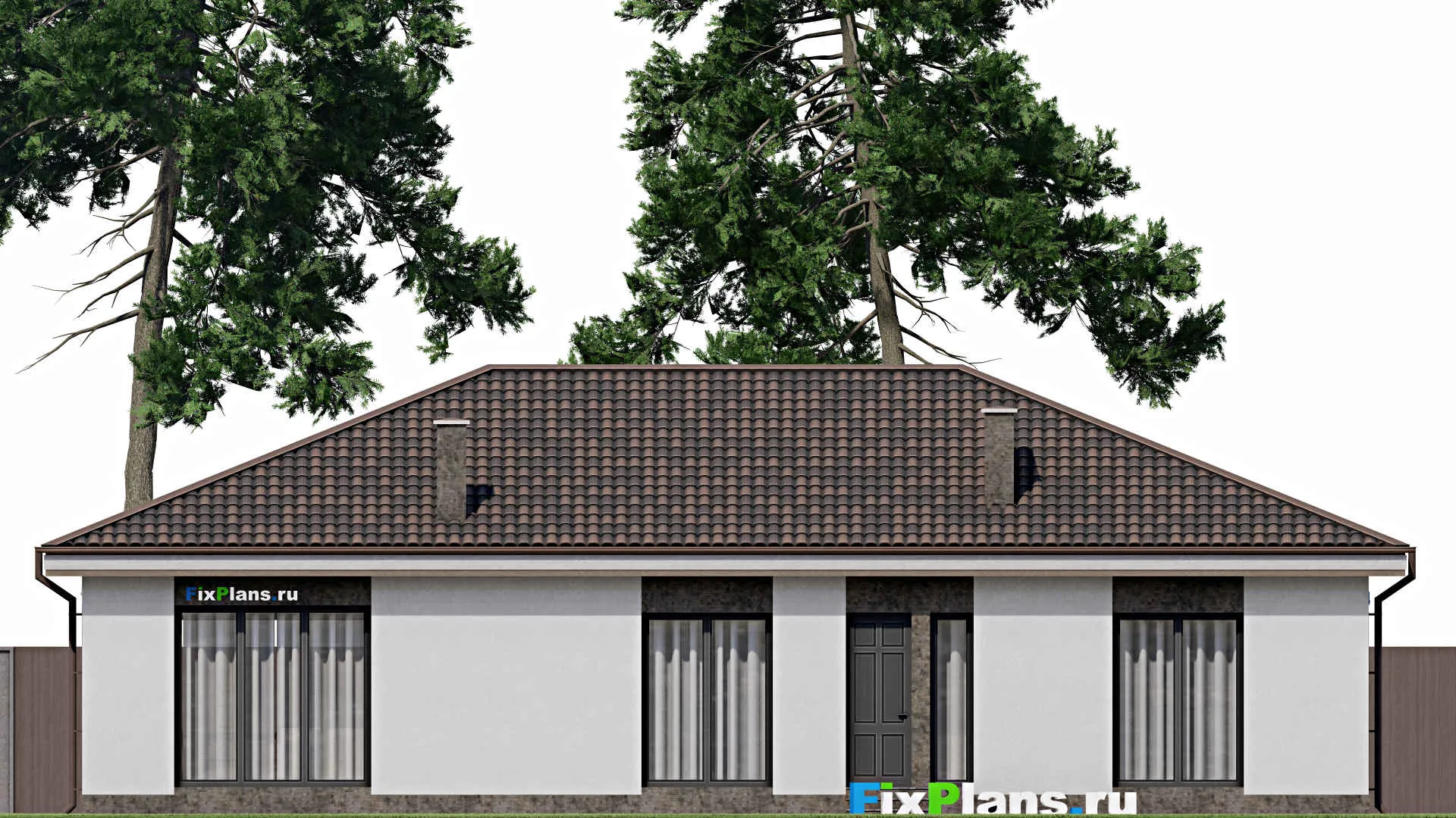 F-1259 - Проект одноэтажного дома 12 на 18, площадью 170 м² с 5 спальнями