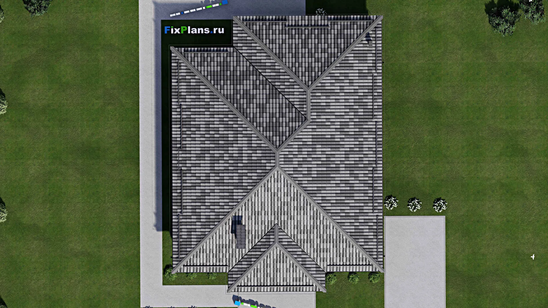 F-7829 - Проект одноэтажного дома 14 на 15, площадью 170 м² с террасой и 4 спальнями