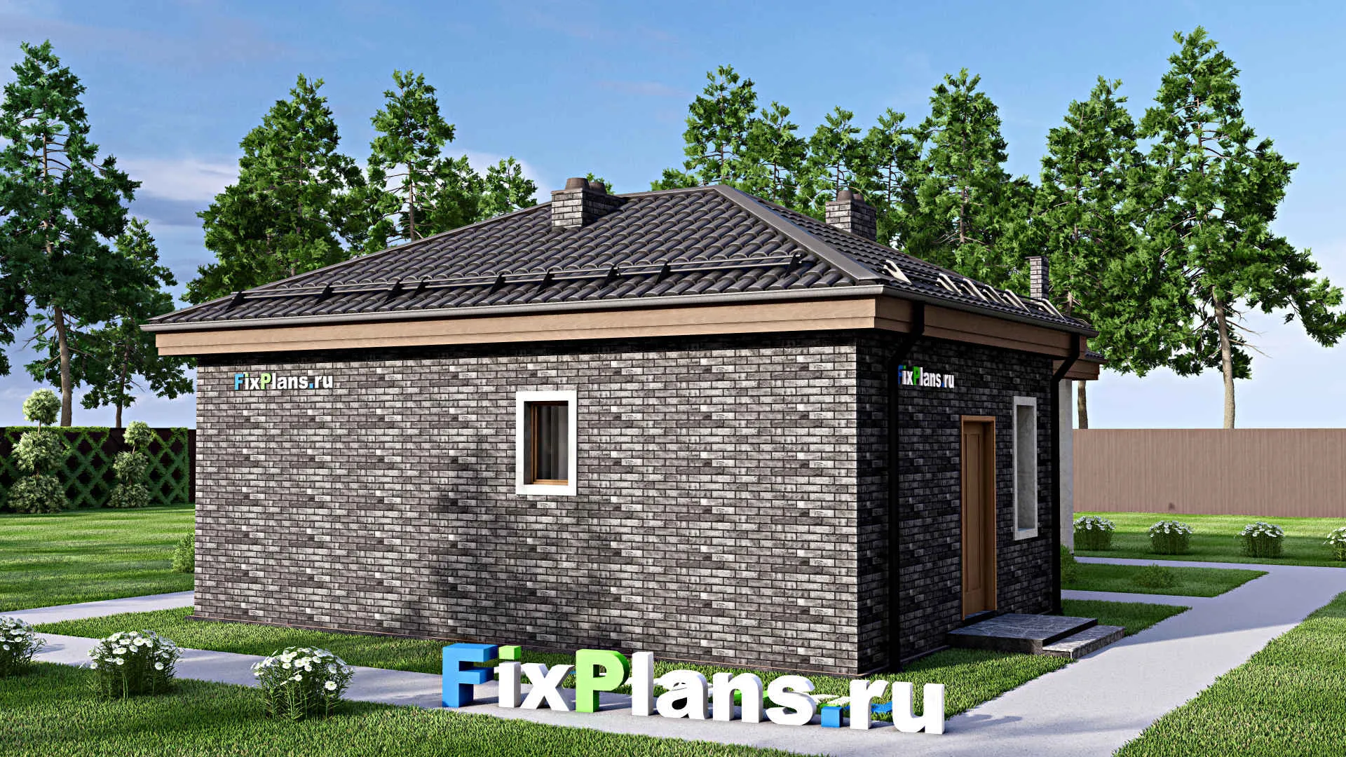 F-14867 - Проект бани 10 на 14, площадью 80 м² с комнатой отдыха, терассой и санузлом