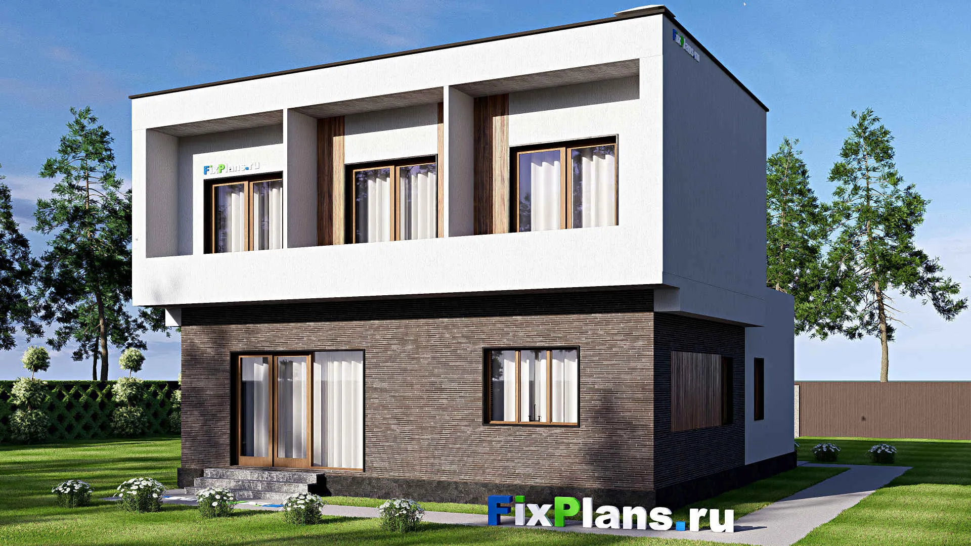 F-17855 - Проект двухэтажного дома 12 на 13, площадью 160 м² с балконом и 4 спальнями