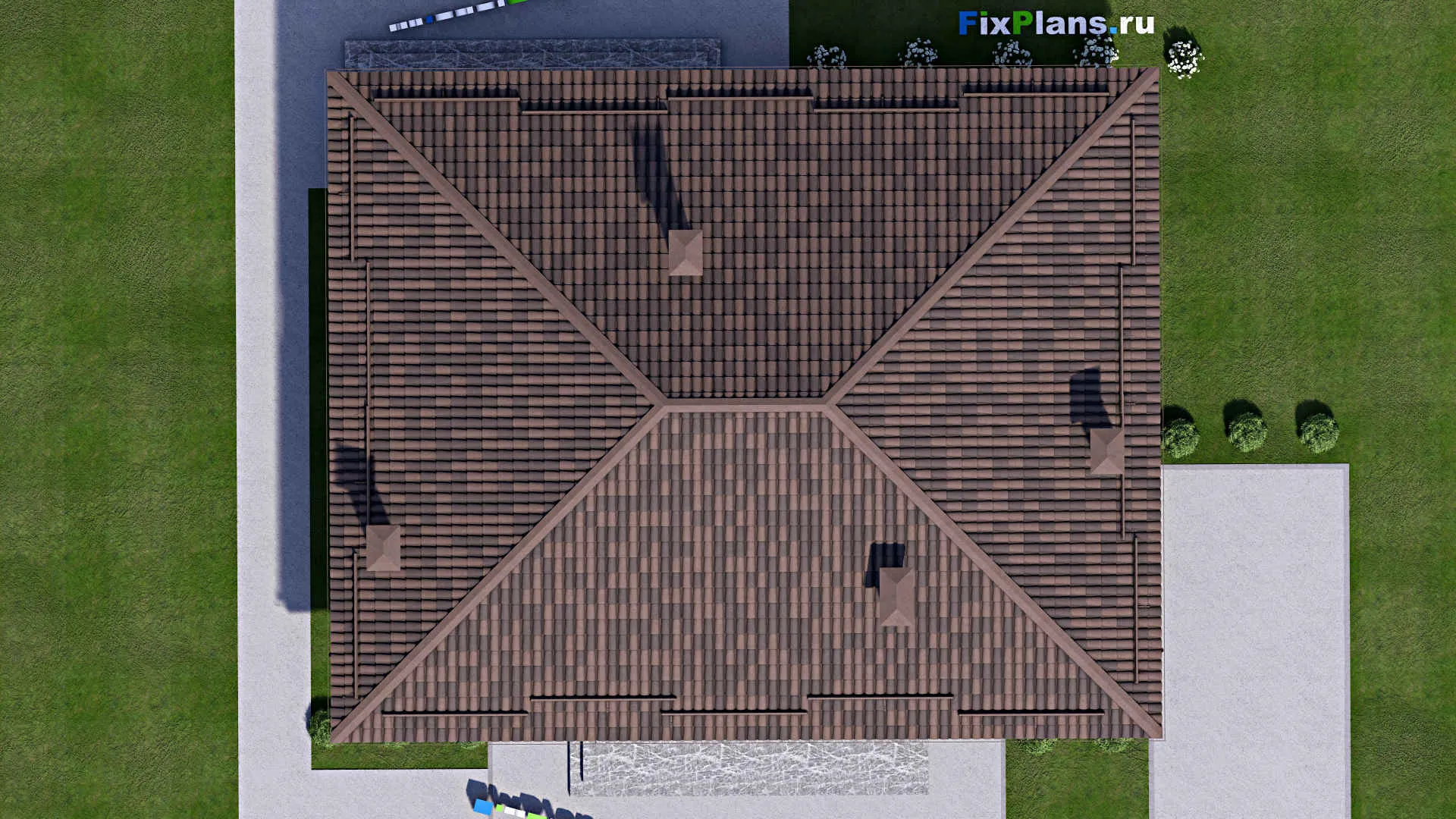 F-14300 - Проект одноэтажного дома 15 на 16, площадью 170 м² с террасой и 3 спальнями