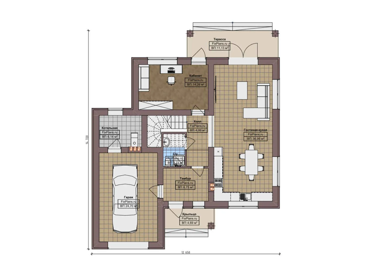 F-10304 - Планы двухэтажного дома 13 на 15, площадью 220 м² с 3 спальнями