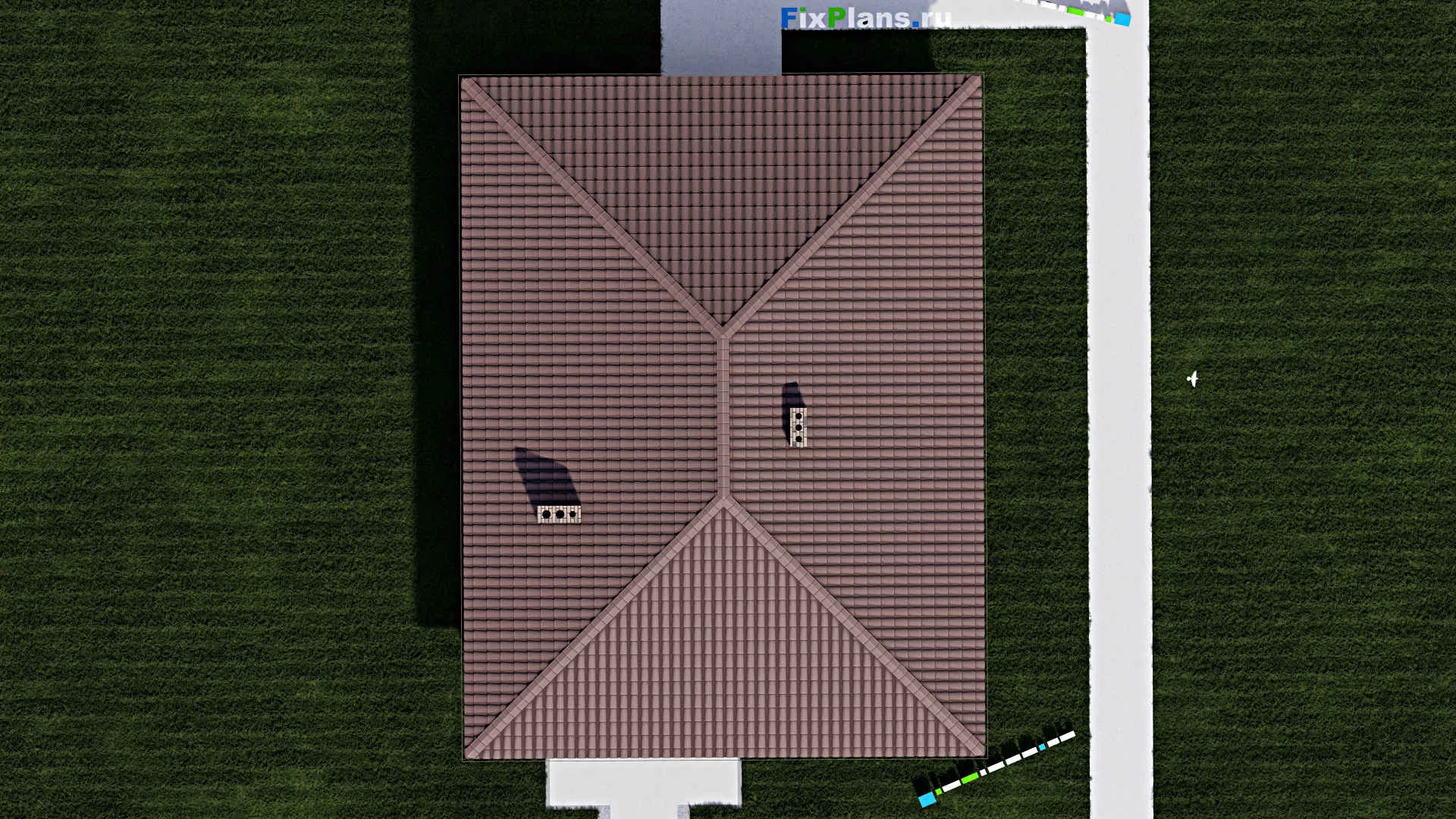 F-0422 - План одноэтажного дома 11 на 12, площадью 130 м² с террасой и 2 спальнями