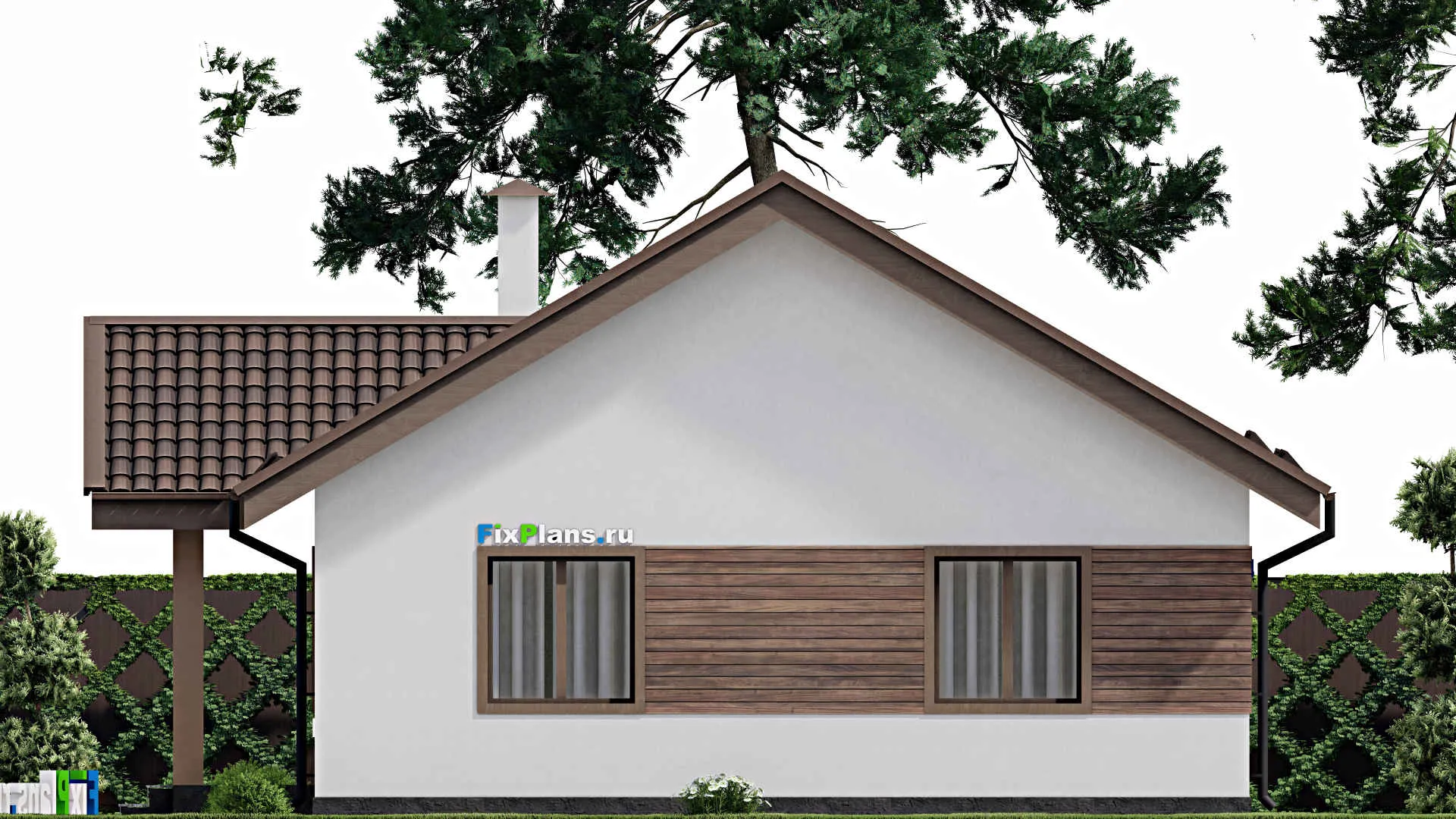 F-8999 - Проект одноэтажного дома 11 на 12, площадью 90 м² с 3 спальнями