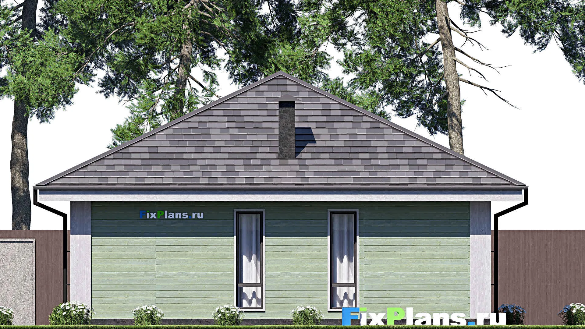 F-18062 - Проект одноэтажного дома 11 на 11, площадью 90 м² с 3 спальнями