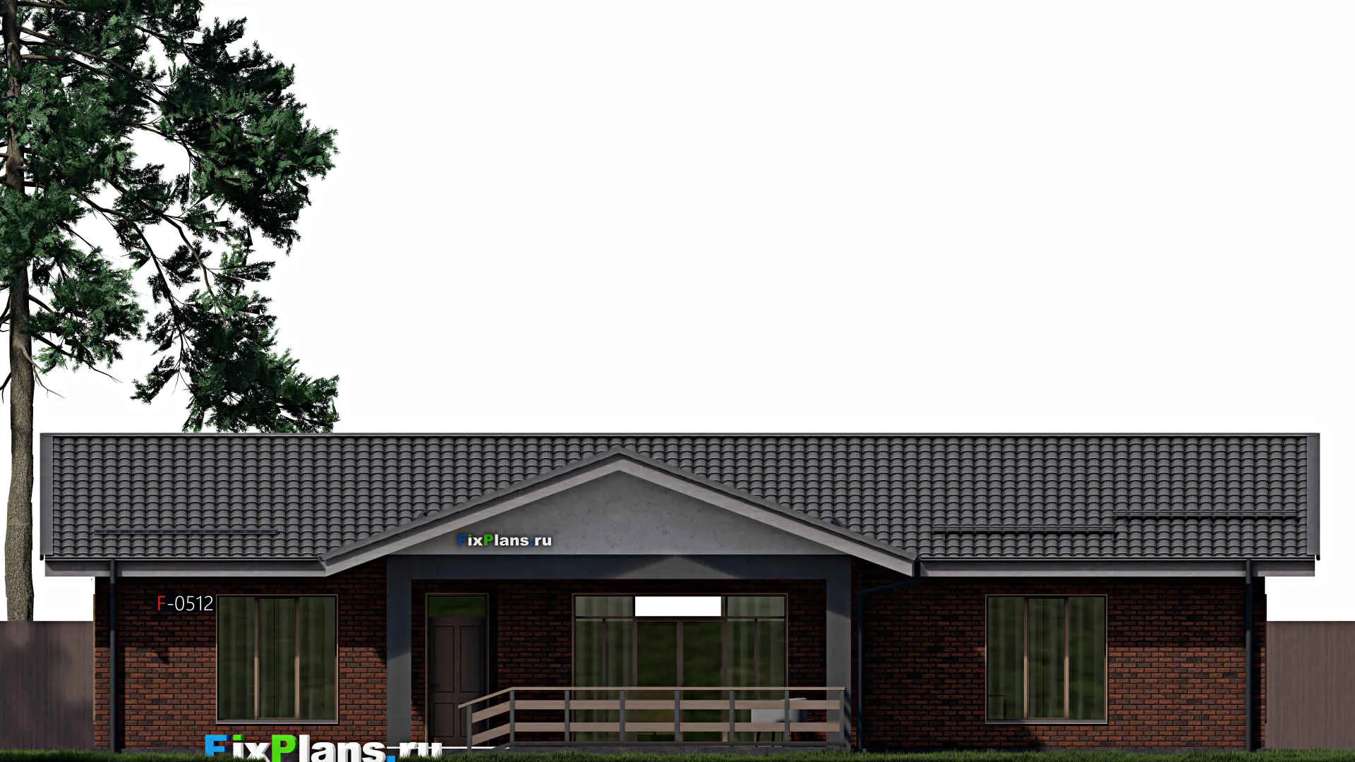 F-0512 - Проект одноэтажного дома 13 на 20, площадью 200 м² с террасой и 1 спальнями