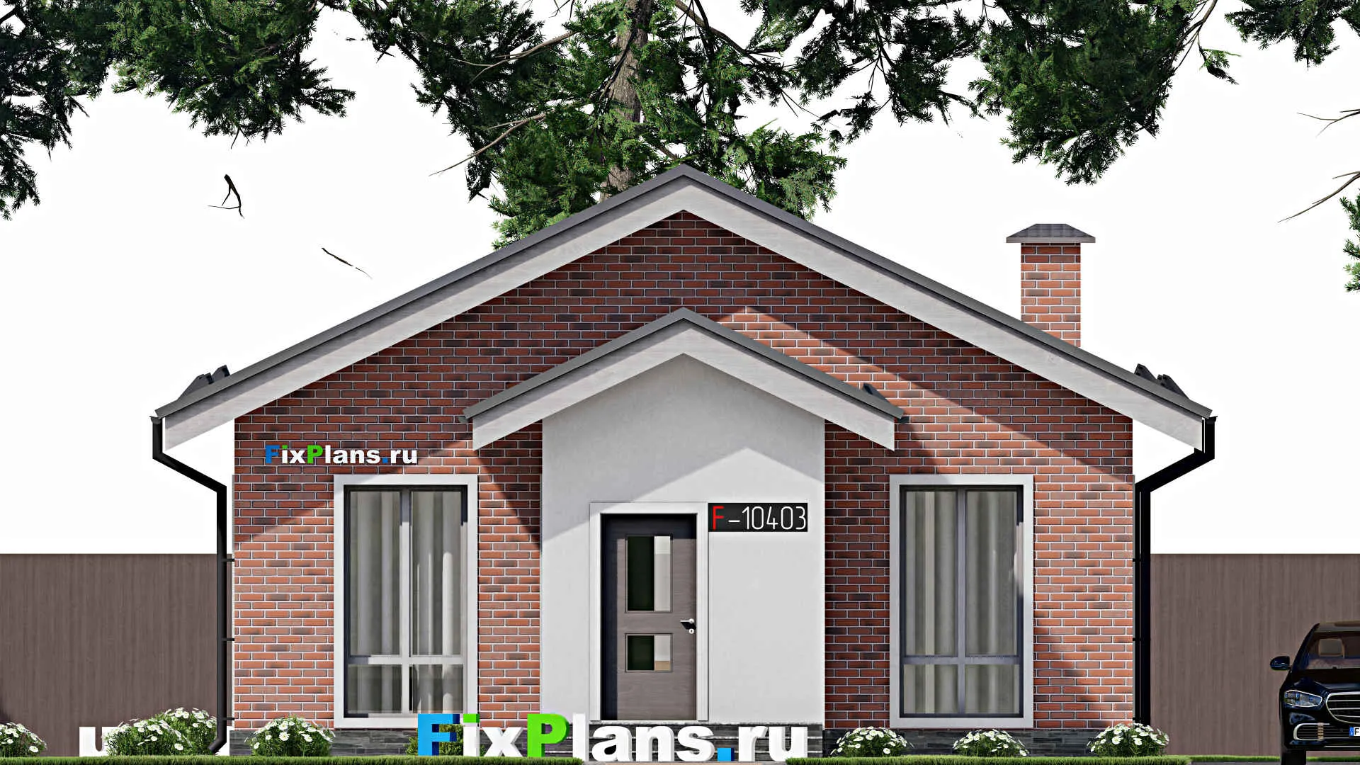 F-10403 - Проект одноэтажного дома 10 на 14, площадью 80 м² с 3 спальнями