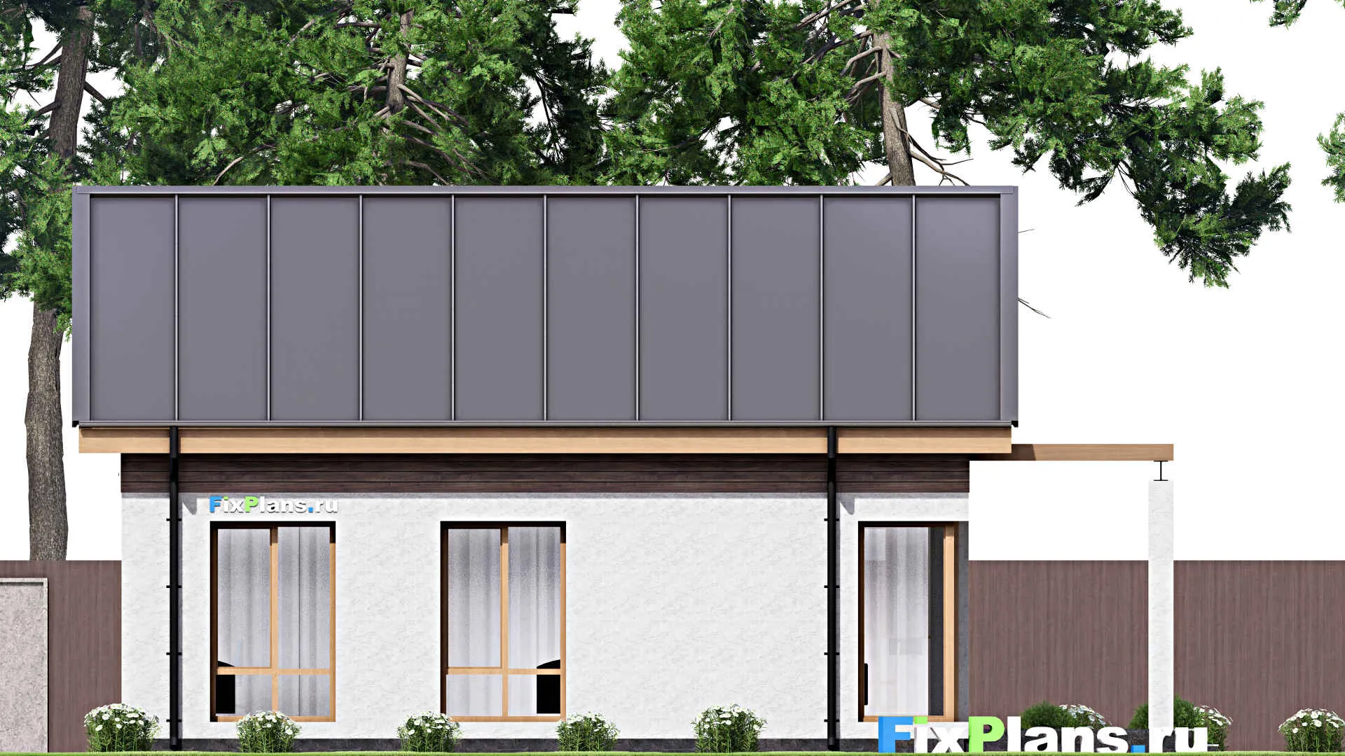 F-16010 - Проект одноэтажного дома 8 на 13, площадью 70 м² с террасой и 3 спальнями