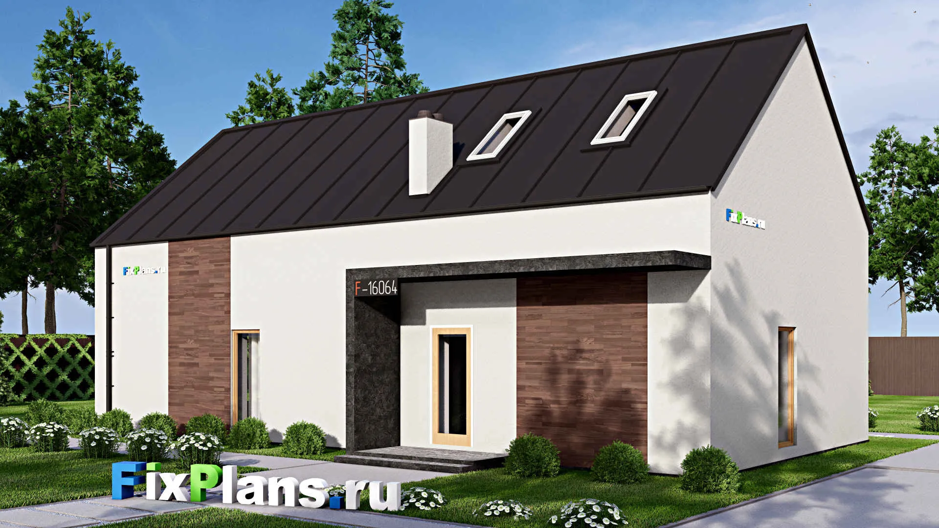 F-16064 - Проект дома с мансардой 10 на 17, площадью 170 м² с террасой и 3 спальнями